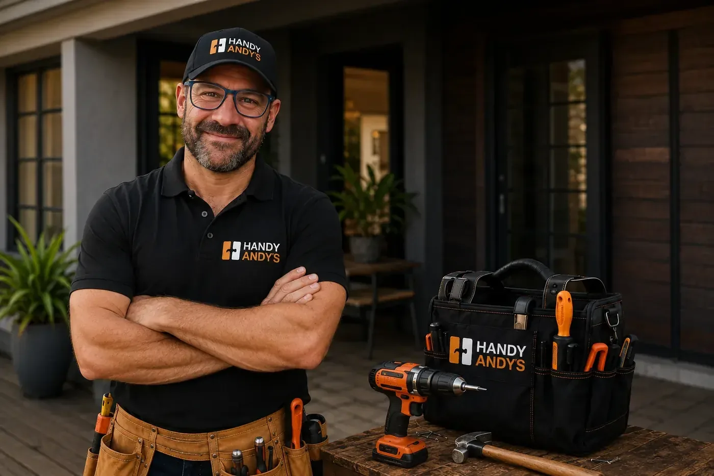 Handy Andy's handyman Andrew with tools